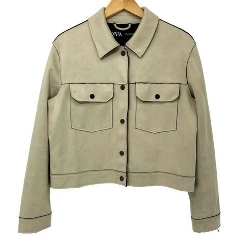 ザラ ZARA 23SS フェイクスエード スナップボタン ジャケット レディース import:M