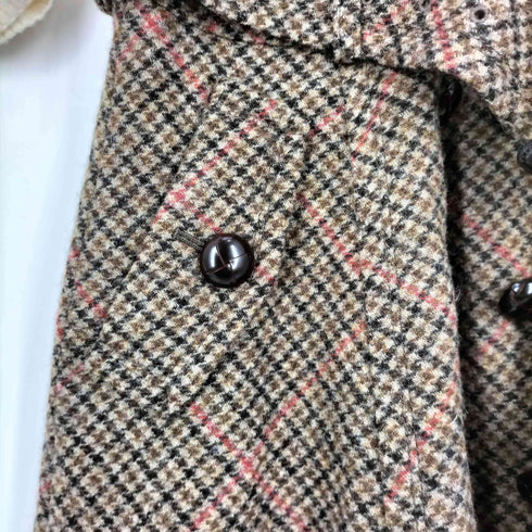 バーバリーブルーレーベル BURBERRY BLUE LABEL ホース刺繍 クルミボタン 異素材切替 ガンクラブチェック ドッキング チュニックワンピース レディース JPN:36