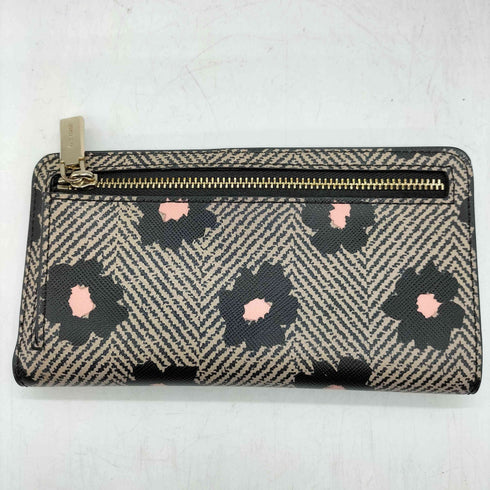 ケイトスペードニューヨーク kate spade NEW YORK ステイシー ヘリンボーンフラワープリント キャンバス ラージスリム バイフォールド ウォレット 花柄 二つ折り 長財布 レディース