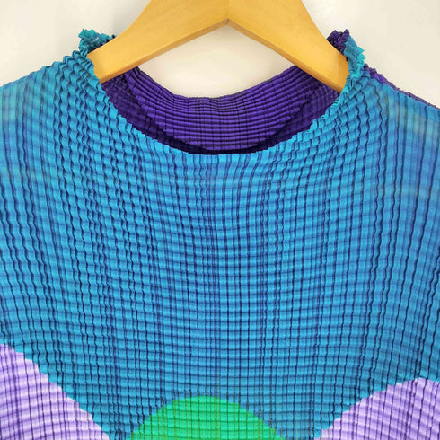 イッセイミヤケ ISSEY MIYAKE 銀タグ 変形 マルチカラー プリーツ トップス レディース JPN:2