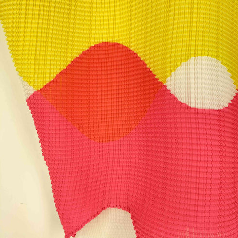イッセイミヤケ ISSEY MIYAKE 銀タグ 変形 マルチカラー プリーツ トップス レディース JPN:2