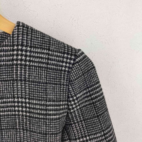 セルフォード CELFORD ウール チェックロングノーカラーコート レディース 36