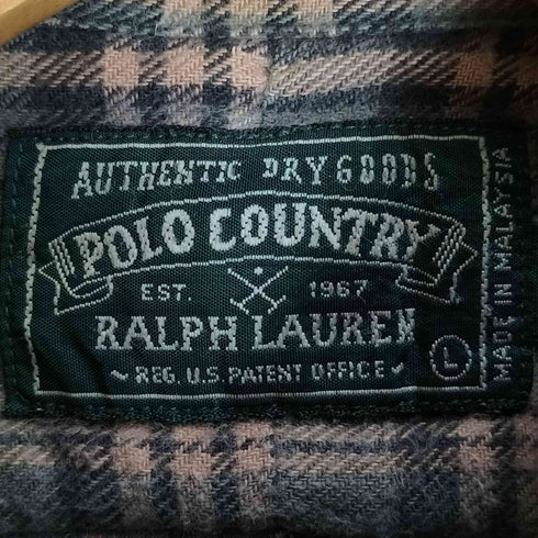 ポロカントリーラルフローレン POLO COUNTRY RALPH LAUREN マレーシア製 スモールポニー刺繍 チェックネルシャツ メンズ import:L