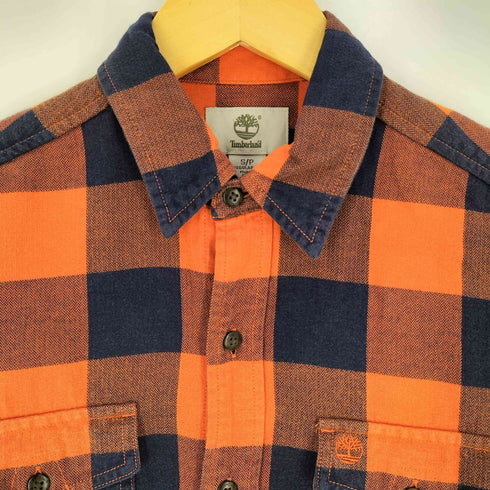 ティンバーランド Timberland ブロックチェック ロゴ刺繍 フラップポケット L/S レギュラーカラーシャツ メンズ import:S