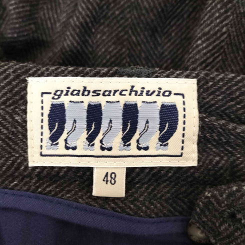 ジャブスアルキヴィオ giab's ARCHIVIO ウォッシャブルウール ライトフランネル ストレッチ ヘリンボーン 1プリーツ パンツ メンズ JPN:48