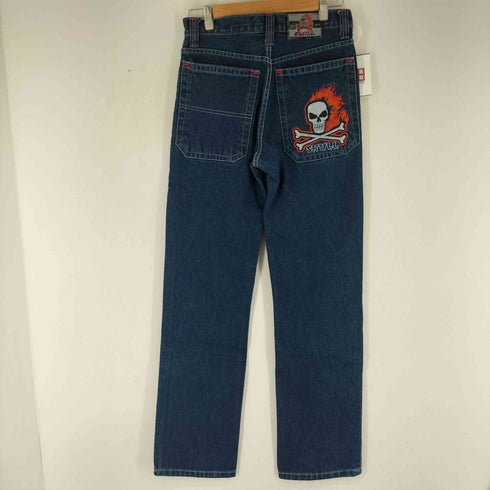 スカルジーンズ SKULL JEANS スカルロゴ刺繍 ストレートデニムパンツ メンズ US:28-29