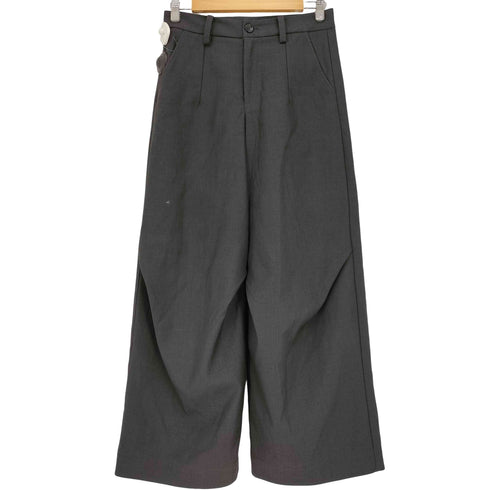 Nothingnoth Diagonal pleats wide dark trouser メンズ 1