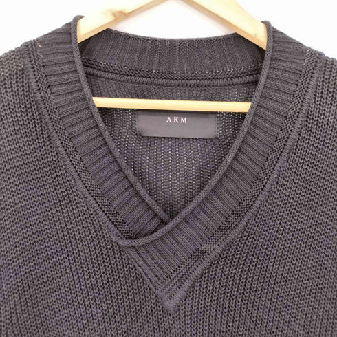 エーケイエム AKM EGYPTIAN cotton knit カットオフ Vネックプルオーバー メンズ JPN:L