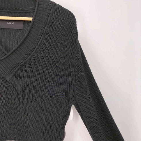 エーケイエム AKM EGYPTIAN cotton knit カットオフ Vネックプルオーバー メンズ JPN:L