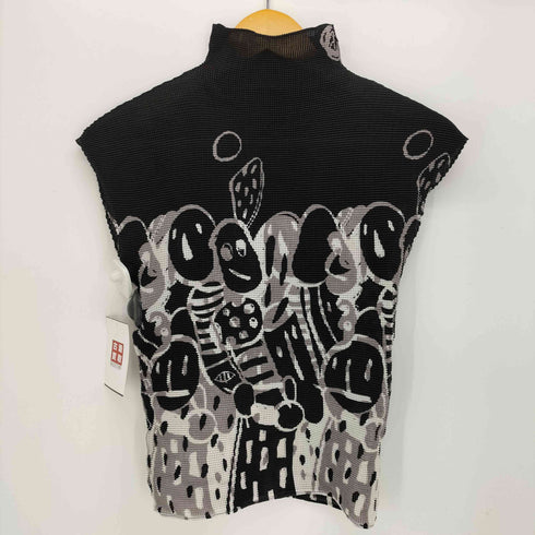 ミーイッセイミヤケ me ISSEY MIYAKE 02AW ボトルネック 総柄プリーツトップ レディース