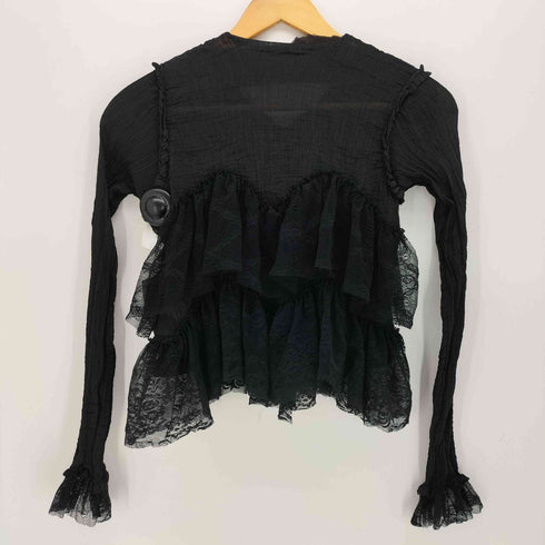 ミーイッセイミヤケ me ISSEY MIYAKE 08SS レース切替 フリルデザイン プリーツカーディガン レディース