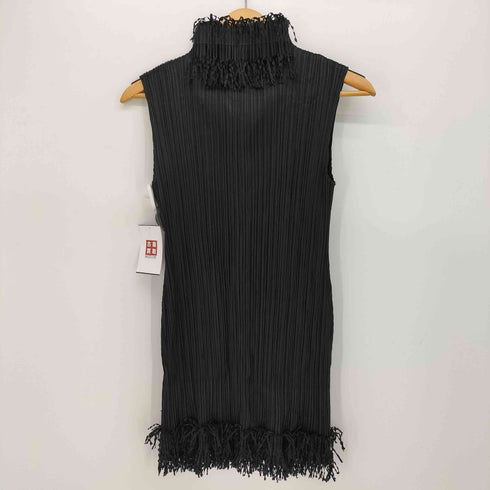 プリーツプリーズイッセイミヤケ PLEATS PLEASE ISSEY MIYAKE 14AW フリンジデザイン ノースリーブ プリーツ シャツワンピース レディース JPN:3