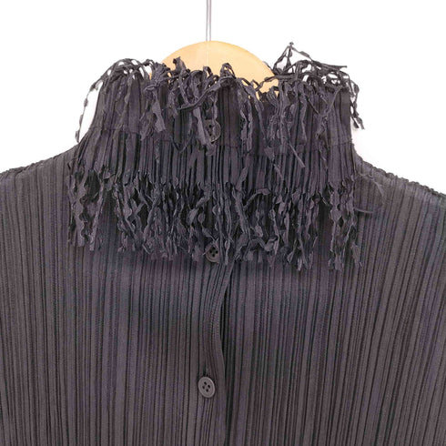 プリーツプリーズイッセイミヤケ PLEATS PLEASE ISSEY MIYAKE 14AW フリンジデザイン ノースリーブ プリーツ シャツワンピース レディース JPN:3