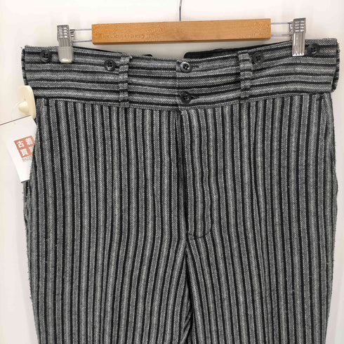 40S HALLES-VILLETTE 鉄製シンチバック MAGASIN DE COSTUMES サスペンダー ボタン ウール ストライプ ワーク パンツ メンズ 56