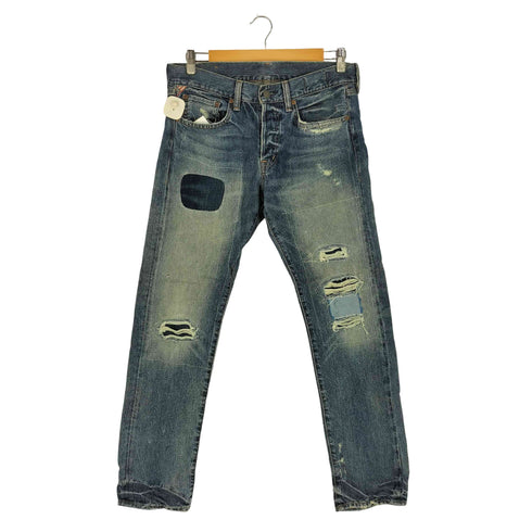 デニムアンドサプライラルフローレン DENIM&SUPPLY RALPH LAUREN SLIM ステッチ ダメージ加工 パッチワーク ストレートデニム メンズ 31/30