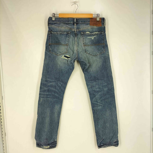 デニムアンドサプライラルフローレン DENIM&SUPPLY RALPH LAUREN SLIM ステッチ ダメージ加工 パッチワーク ストレートデニム メンズ 31/30