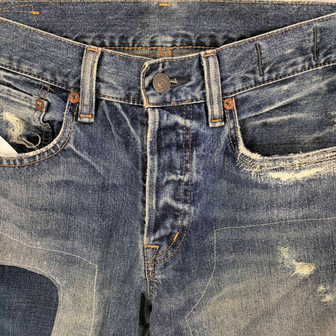 デニムアンドサプライラルフローレン DENIM&SUPPLY RALPH LAUREN SLIM ステッチ ダメージ加工 パッチワーク ストレートデニム メンズ 31/30