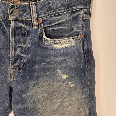デニムアンドサプライラルフローレン DENIM&SUPPLY RALPH LAUREN SLIM ステッチ ダメージ加工 パッチワーク ストレートデニム メンズ 31/30