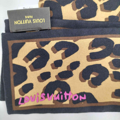 ルイヴィトン LOUIS VUITTON レオパード柄 シルク バンドー スカーフ レディース