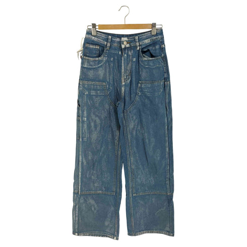 シーイン SHEIN メタリック加工 ダブルニー ワイドデニムパンツ Y2K レディース W26