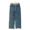 シーイン SHEIN メタリック加工 ダブルニー ワイドデニムパンツ Y2K レディース W26