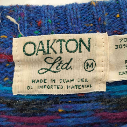 オークトン OAKTON ウール混 マルチカラー 総柄 ニットセーター レディース M