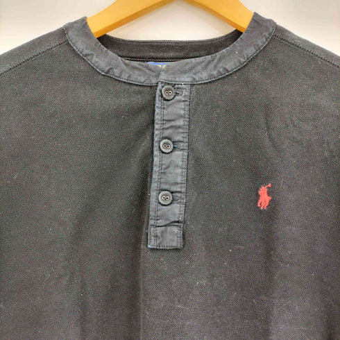 ポロラルフローレン POLO RALPH LAUREN 現行タグ ポニー刺繍 鹿の子 長袖 ヘンリーネックTシャツ レディース import:L