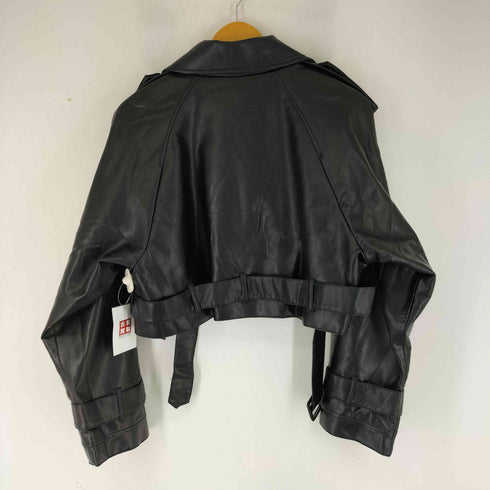 ザラ ZARA ショート オーバーサイズ フェイクレザー トレンチコート レディース import:S