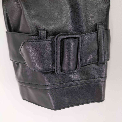 ザラ ZARA ショート オーバーサイズ フェイクレザー トレンチコート レディース import:S
