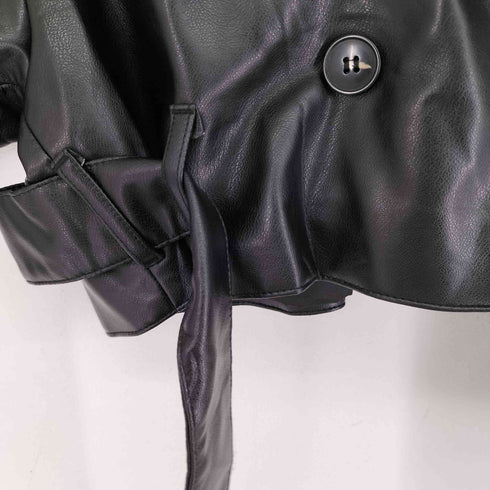 ザラ ZARA ショート オーバーサイズ フェイクレザー トレンチコート レディース import:S