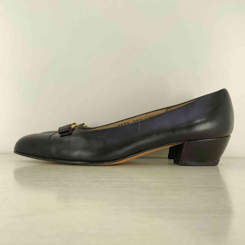 サルヴァトーレフェラガモ Salvatore Ferragamo イタリア製 ガンチーニ パイソン切替 レザー パンプス レディース 7C