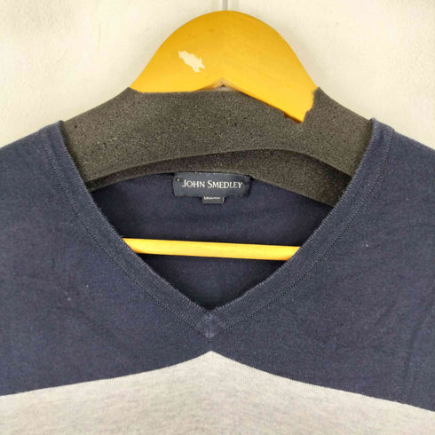 ジョンスメドレー JOHN SMEDLEY 英国製 ボーダー Vネック Tシャツ メンズ