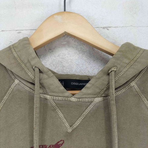 ディースクエアード DSQUARED2 MADE IN ITALY 前Vガゼットフロントプリントプルオーバーパーカー メンズ S