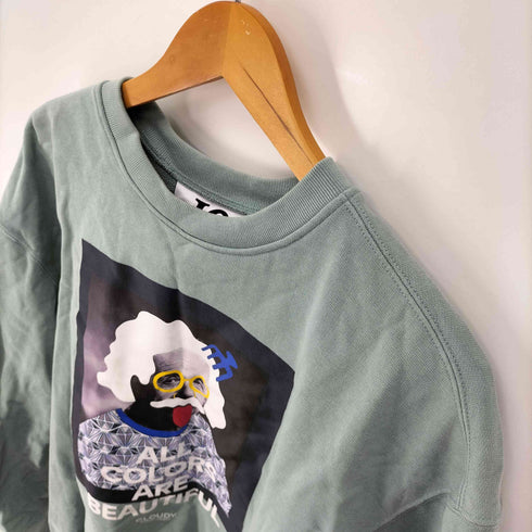 クラウディ CLOUDY プリント ロゴパッチ クルーネックスウェット メンズ import:M