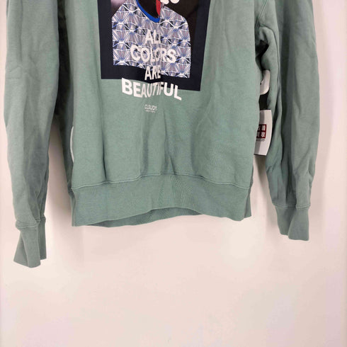 クラウディ CLOUDY プリント ロゴパッチ クルーネックスウェット メンズ import:M