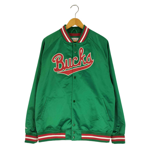 ミッチェルアンドネス mitchell&ness SATIN JACKET MILWAUKEE BUCKS サテンジャケット メンズ import:L