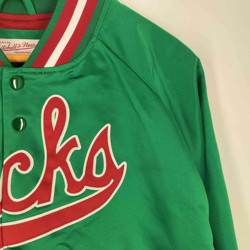 ミッチェルアンドネス mitchell&ness SATIN JACKET MILWAUKEE BUCKS サテンジャケット メンズ import:L