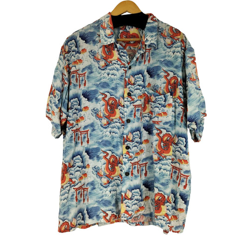 パイナップルコネクション Pineapple Connection (パイナップルコネクション) S/S ドラゴン総柄 開襟シャツ メンズ