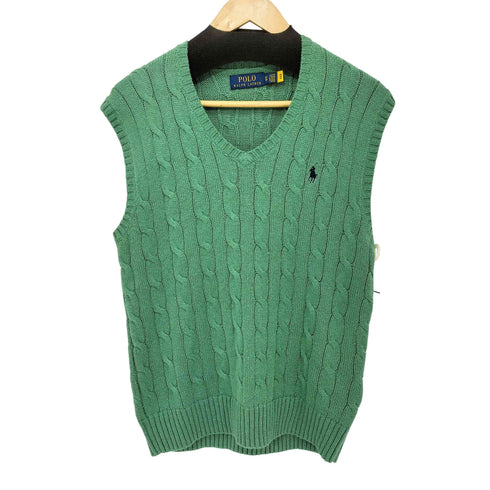 ポロラルフローレン POLO RALPH LAUREN コットン100 ポニー刺繍 ケーブルニット ベスト メンズ import:XS