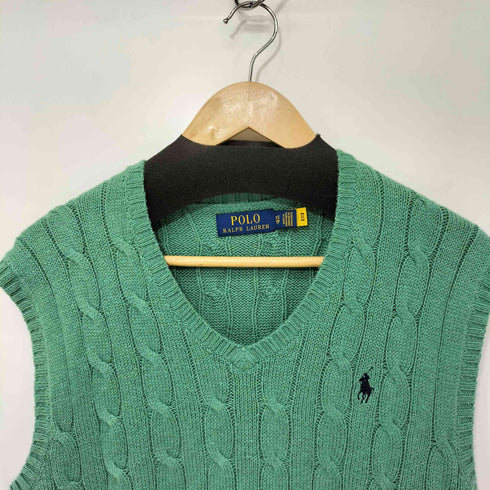 ポロラルフローレン POLO RALPH LAUREN コットン100 ポニー刺繍 ケーブルニット ベスト メンズ import:XS