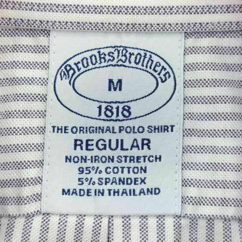 ブルックスブラザーズ BROOKS BROTHERS REGULAR ロゴ刺繍 ストライプ 3点止め 長袖 ボタンダウンシャツ メンズ import:M
