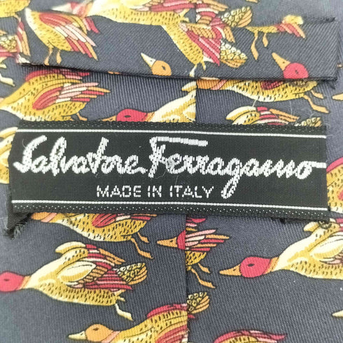 サルヴァトーレフェラガモ Salvatore Ferragamo イタリア製 アニマル柄 シルク 100 ネクタイ メンズ