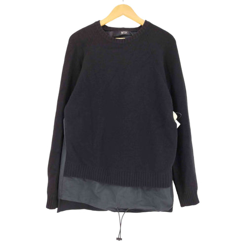 ヌメロヴェントゥーノ N°21 ニットドッキング シェル プルオーバー 裾ドローコード メンズ 50