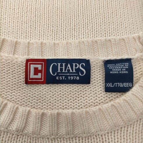 チャップス CHAPS 00S ロゴ刺繍 ローゲージ コットン ニット セーター メンズ XXL