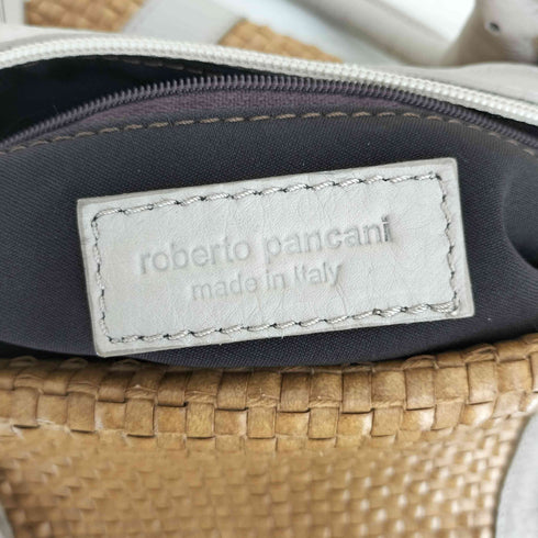 ROBERTO PANCANI カゴ編み レザー切替 ハンドバック レディース