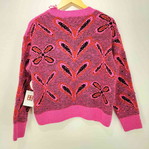 ザラ ZARA フラワーパターン 花柄 ジャガード ニット カーディガン レディース import:M