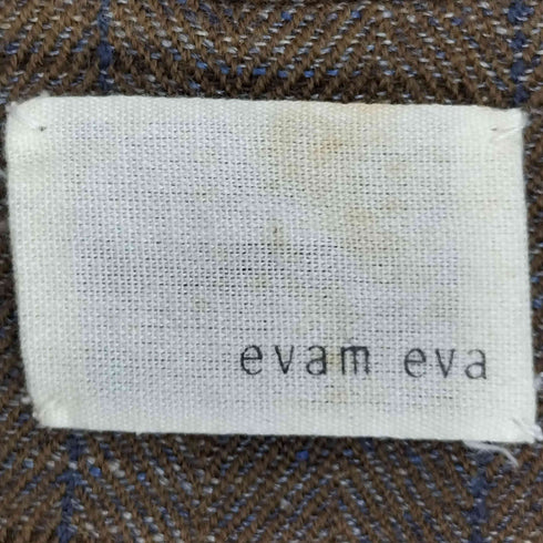 エヴァムエヴァ evam eva ウールリネン マオカラーチェックコート レディース 1