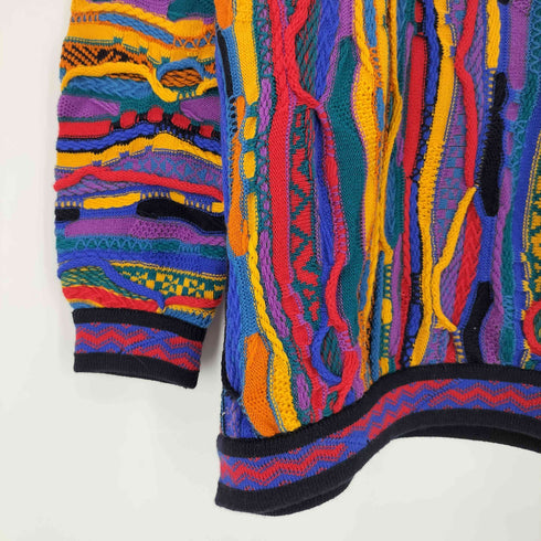 クージー COOGI 90s オーストラリア製 マルチカラー ウール 3Dニット メンズ import:M
