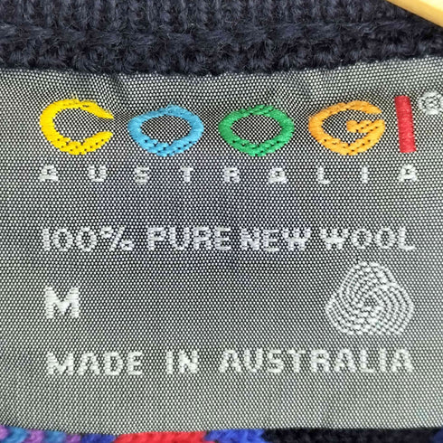 クージー COOGI 90s オーストラリア製 マルチカラー ウール 3Dニット メンズ import:M