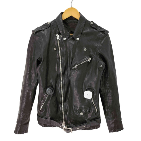 イサムカタヤマバックラッシュ ISAMU KATAYAMA BACKLASH ジャパンショルダー製品染め 牛革 ダブル ライダース メンズ JPN:M